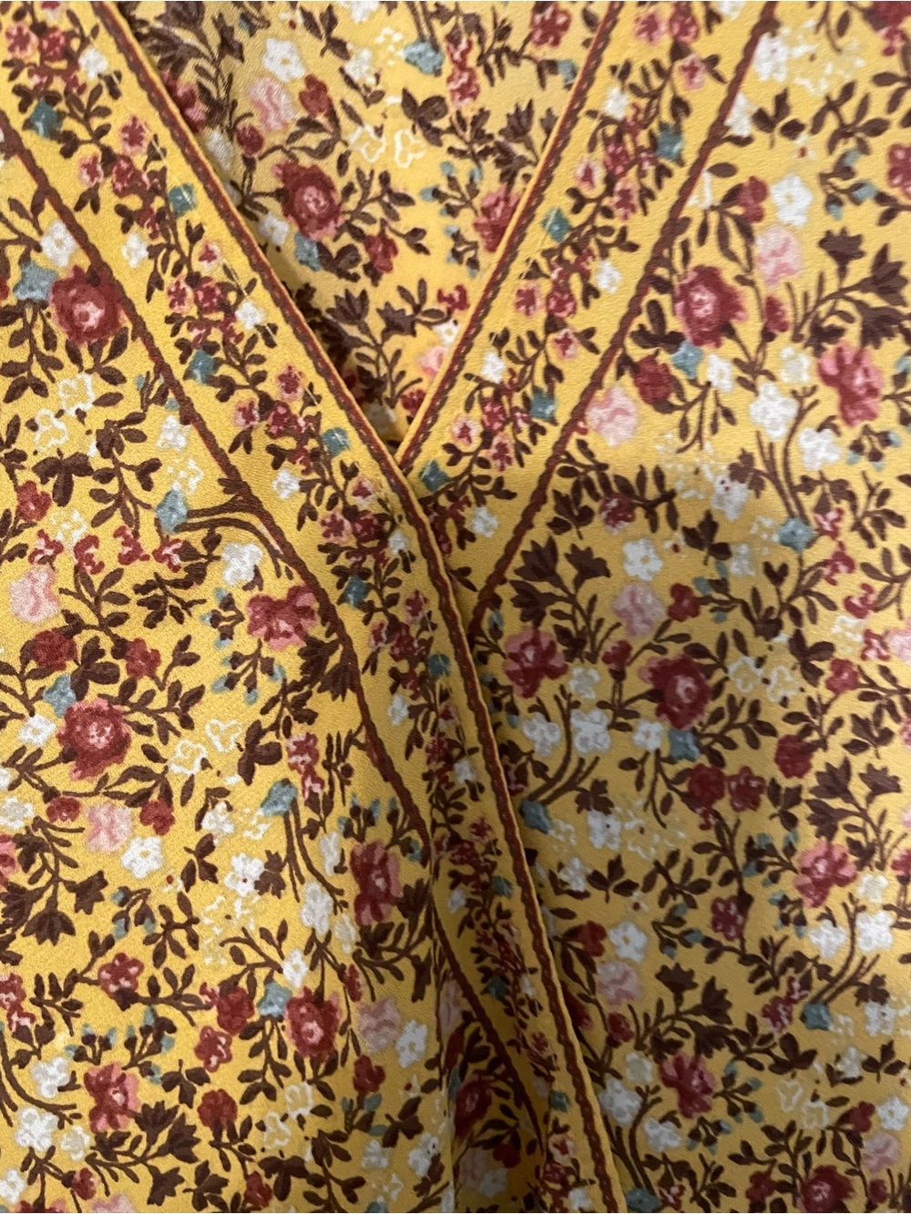 Max Studio Yellow Floral Wrap Top with Multicolor Blooms - Picture 4 of 5